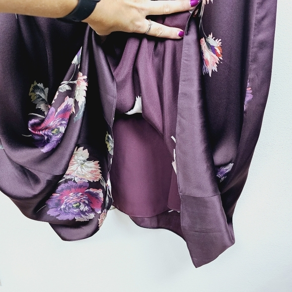 Rebecca Taylor Simone Fleur Silk Midi Dress in Burgundy NWT - Picture 9 of 16